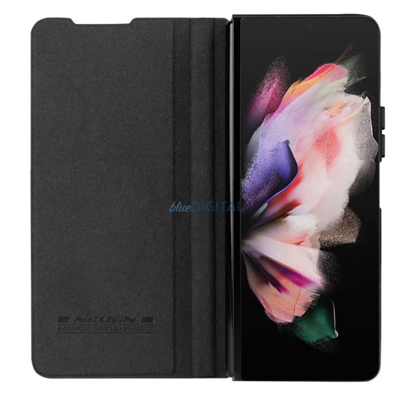 Nillkin Qin Leather Pro Samsung Galaxy Z Fold 5 Bőr Flip Case tok kamerafedéllel - Fekete