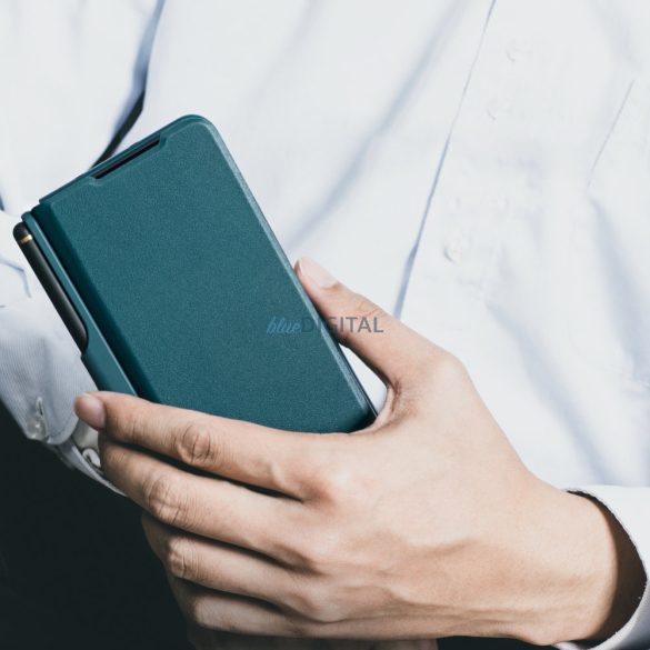 Nillkin Qin Leather Pro Samsung Galaxy Z Fold 5 Bőr Flipes tok kamerafedéllel - Zöld színben