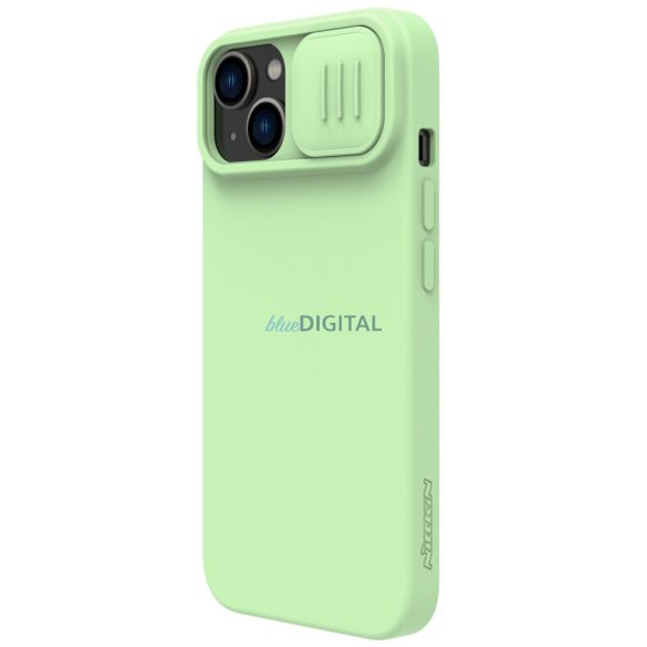 Nillkin CamShield Silky szilikon tok iPhone 15 készülékhez kameratartóval - menta színű