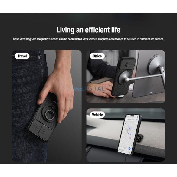 Nillkin CamShield Pro mágneses tok iPhone 15 Plus kamera védőtok - fekete