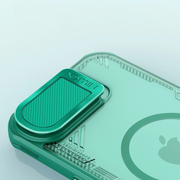Nillkin Iceblade Prop MagSafe-kompatibilis tok kameralencse védővel és kitámasztóval iPhone 16e - zöld