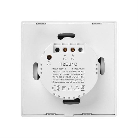 Sonoff T2EU1C-TX egycsatornás Touch fény Switch Wi-Fi gomb Fehér (IM190314015)