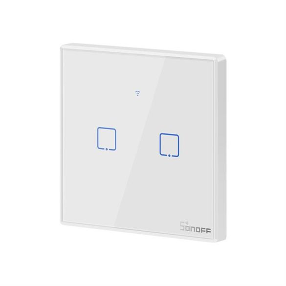 Sonoff T2EU2C-TX Két csatornás Touch fény kapcsoló Wi-Fi gomb Fehér (IM190314016)