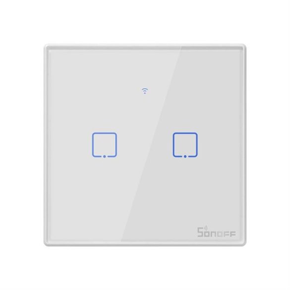 Sonoff T2EU2C-TX Két csatornás Touch fény kapcsoló Wi-Fi gomb Fehér (IM190314016)