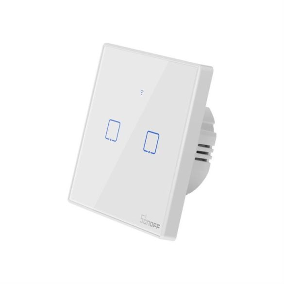 Sonoff T2EU2C-TX Két csatornás Touch fény kapcsoló Wi-Fi gomb Fehér (IM190314016)