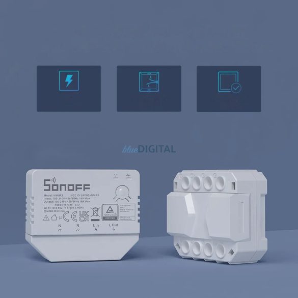 Sonoff fali áramkapcsoló Wi-Fi fehér (MINIR3)