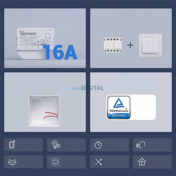 Sonoff fali áramkapcsoló Wi-Fi fehér (MINIR3)