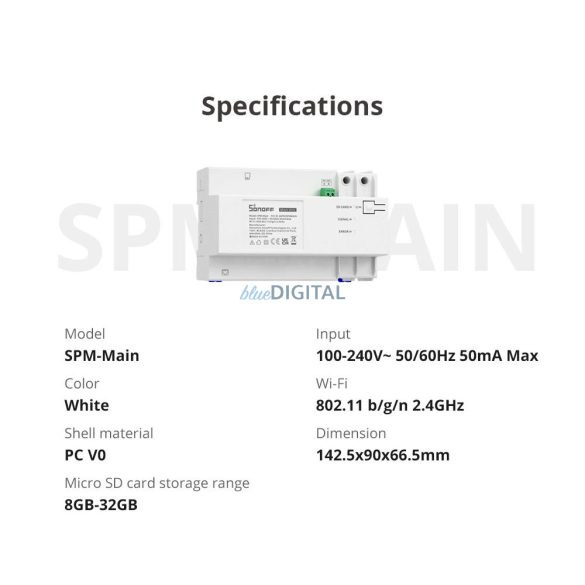 Sonoff SPM-Main intelligens kapcsoló Wi-Fi / Ethernet teljesítménymérő