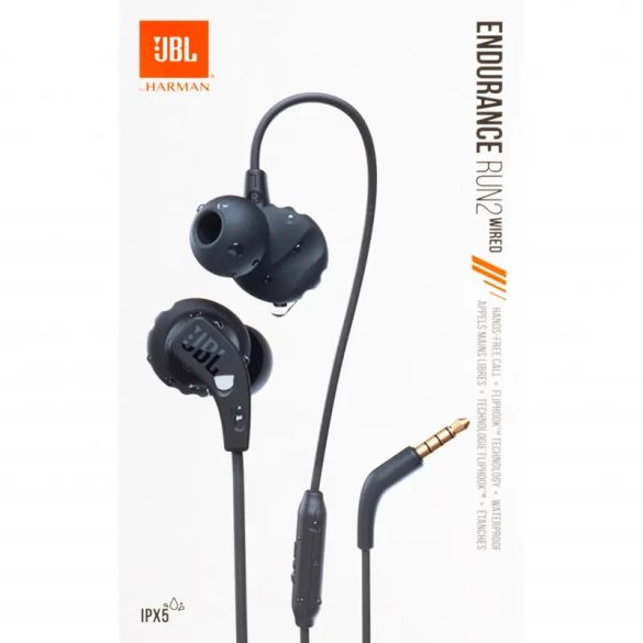 JBL Endurance Run 2 vezetékes fülhallgató ANC 3.5mm jack csatlakozóval - fekete