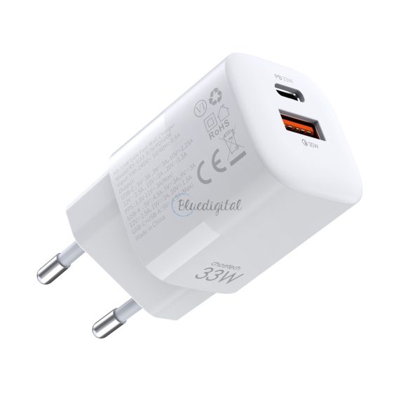 Choetech gyors USB Fal töltő USB type-c PD QC 33W fehér (PD5006)