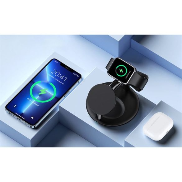 Choetech 3in1 induktív töltőállomás iPhone 12/13/14, AirPods Pro, Apple Watch fekete (T587-F)