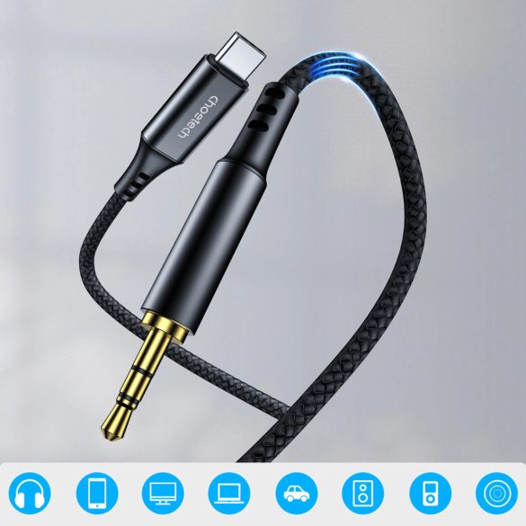 Choetech AUX006 USB-C - mini jack 3.5mm kábel 1m - fekete