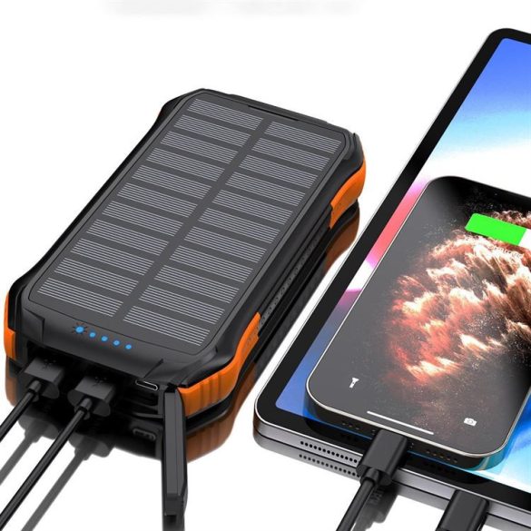 Choetech napelemes powerbank induktív töltéssel 10000mAh Qi 5W narancssárga (B659)