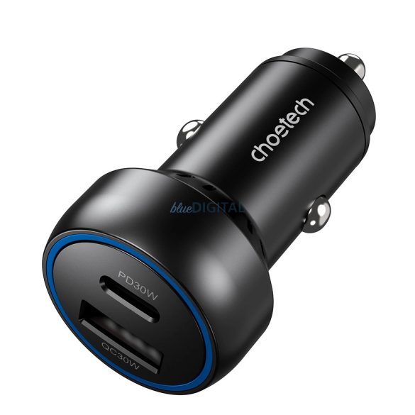 Choetech TC0014 autós töltő 1xUSB-A és 1xUSB-C csatlakozással 60W - fekete