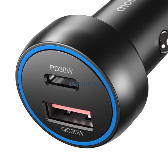 Choetech TC0014 autós töltő 1xUSB-A és 1xUSB-C csatlakozással 60W - fekete