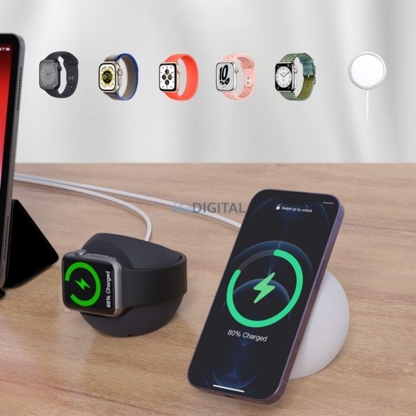 MagSafe indukciós töltőtartó iPhone és Apple Watch töltőhöz Choetech telefon állvány fekete