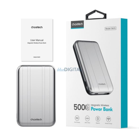 Choetech B655 MagSafe powerbank 5000mAh - ezüst színű