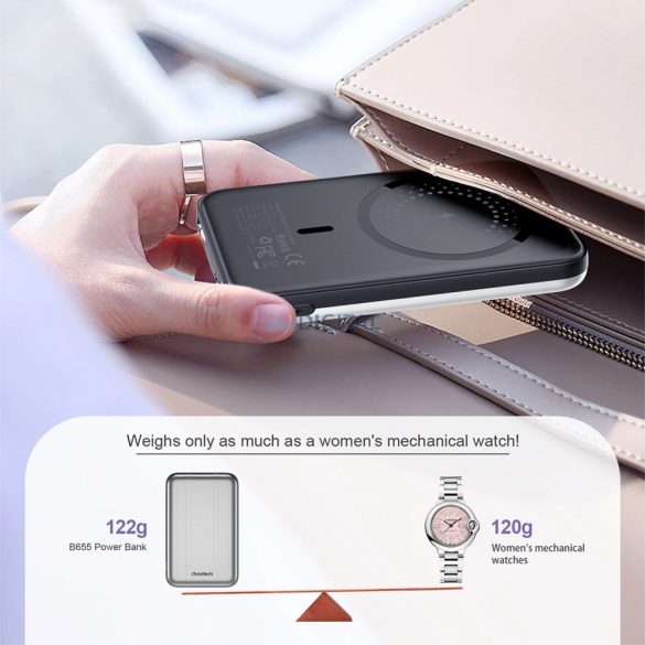 Choetech B655 MagSafe powerbank 5000mAh - ezüst színű