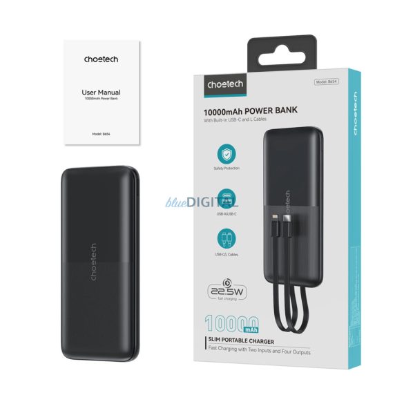 Choetech B654 powerbank 10000mAh 22.5W - fekete