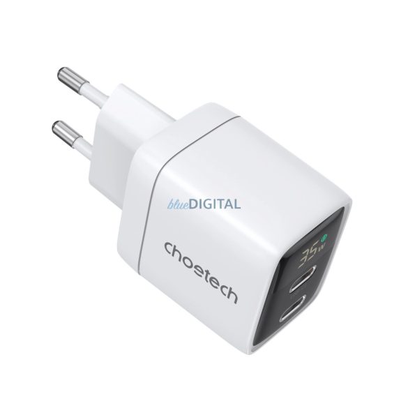 Choetech PD6051 hálózati töltő 2xUSB-C csatlakozással 35W GaN - fehér