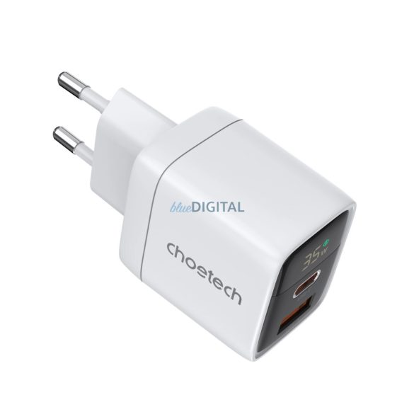 Choetech PD6052 hálózati töltő 1xUSB-A és 1xUSB-C csatlakozással 35W GaN - fehér