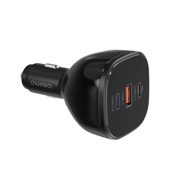 Choetech TC0024 autós töltő 1xUSB-A és 1xUSB-C csatlakozással 160W PD3.1 - fekete