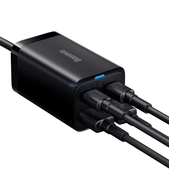 Baseus CCGP040101 hálózati töltő 2xUSB-A és 2xUSB-C csatlakozással GaN3 65W PD QC4.0 1m - fekete