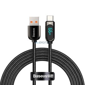 Baseus Display USB-A - Type-C kábel 66W 1 m - fekete