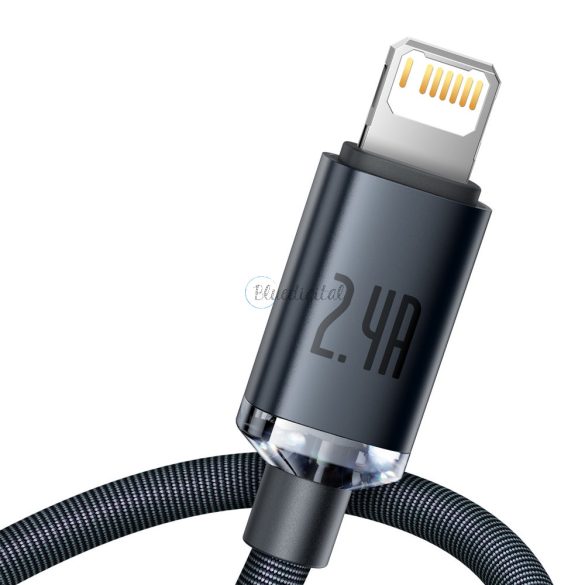 Baseus kristály ragyog sorozat gyors töltés adatkábel USB Type A Lightning 2.4a 1.2m fekete (CAJY000001)
