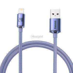 Baseus kristály ragyog sorozat gyors töltés adatkábel USB Type A Lightning 2.4a 1.2m lila (CAJY000005)