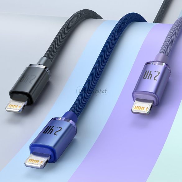 Baseus kristály ragyog sorozat gyors töltés adatkábel USB Type A Lightning 2.4a 1.2m lila (CAJY000005)