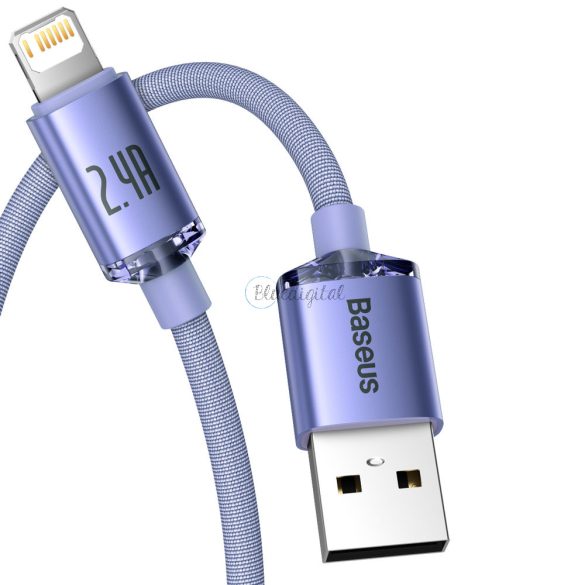 Baseus kristály ragyog sorozat gyors töltés adatkábel USB Type A Lightning 2.4a 1.2m lila (CAJY000005)