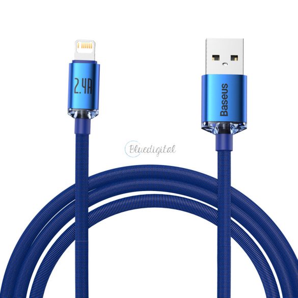 Baseus kristály ragyog sorozat gyors töltés adatkábel USB Type A Lightning 2.4a 2m kék (CAJY000103)