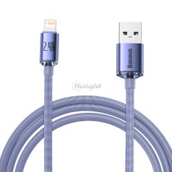   Baseus kristály ragyog sorozat gyors töltés adatkábel USB Type A Lightning 2.4a 2m lila (CAJY000105)