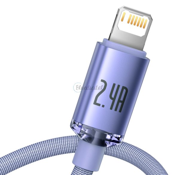 Baseus kristály ragyog sorozat gyors töltés adatkábel USB Type A Lightning 2.4a 2m lila (CAJY000105)
