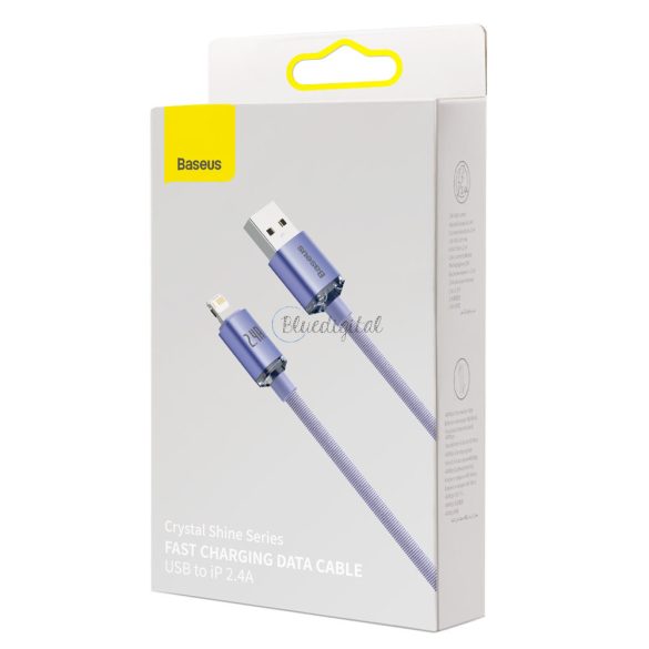 Baseus kristály ragyog sorozat gyors töltés adatkábel USB Type A Lightning 2.4a 2m lila (CAJY000105)