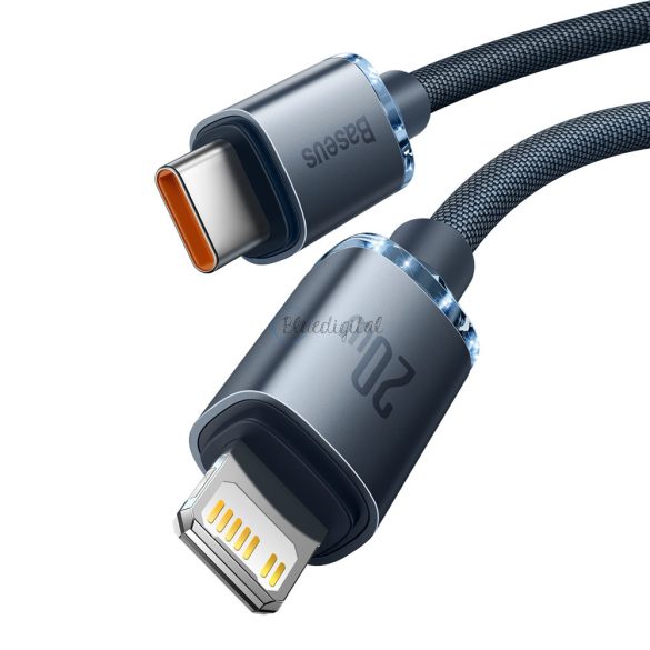 Baseus kristály ragyog sorozat gyors töltés adatkábel Type-c USB Lightning 20W 1,2m fekete (CAJY000201)