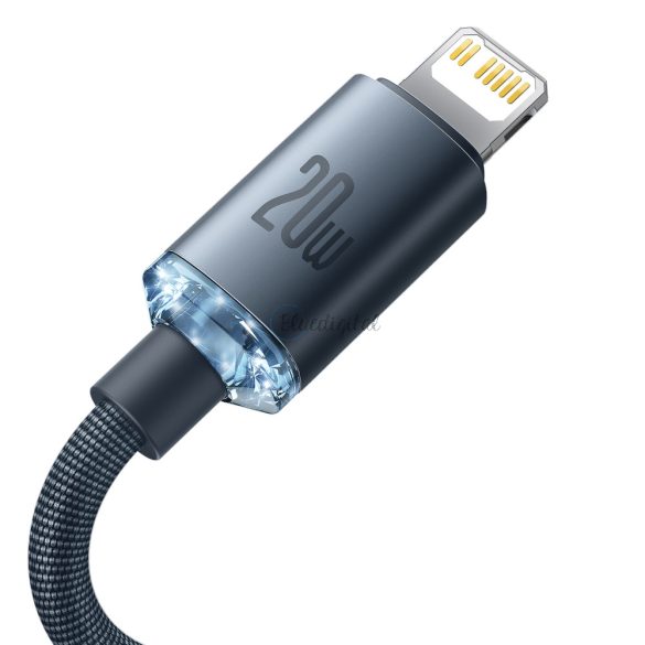 Baseus kristály ragyog sorozat gyors töltés adatkábel Type-c USB Lightning 20W 1,2m fekete (CAJY000201)