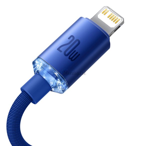 Baseus kristály ragyog sorozat gyors töltés adatkábel Type-c USB Lightning 20W 1,2m kék (CAJY000203)