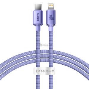 Baseus kristály ragyog sorozat gyors töltés adatkábel Type-c USB Lightning 20W 1,2 m lila (CAJY000205)