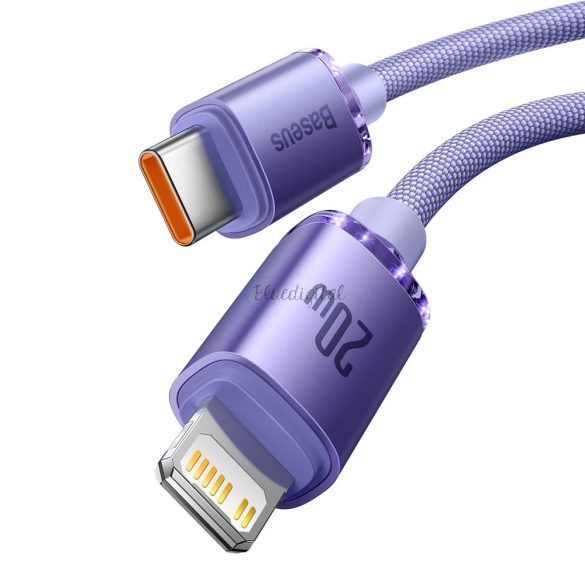 Baseus kristály ragyog sorozat gyors töltés adatkábel Type-c USB Lightning 20W 1,2 m lila (CAJY000205)