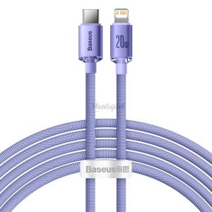 Baseus kristály ragyog sorozat gyors töltés adatkábel Type-c USB Lightning 20W 2m lila (CAJY000305)