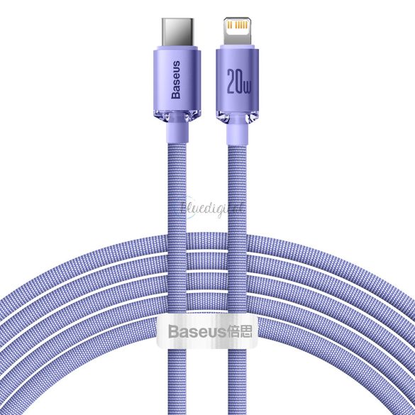 Baseus kristály ragyog sorozat gyors töltés adatkábel Type-c USB Lightning 20W 2m lila (CAJY000305)