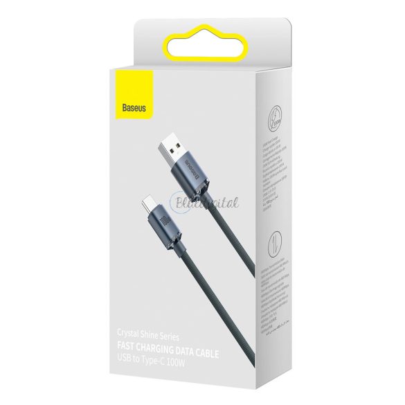 Baseus kristály ragyog sorozat gyors töltés adatkábel USB Type A USB Type C100W 1,2m fekete (CAJY000401)