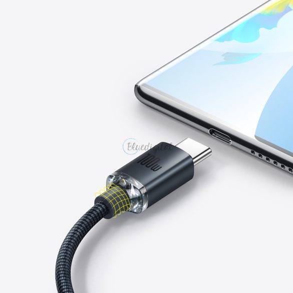 Baseus kristály ragyog sorozat gyors töltés adatkábel USB Type A USB Type C100W 1,2m fekete (CAJY000401)