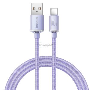 Baseus kristály ragyog sorozat gyors töltés adatkábel USB Type A USB Type C100W 1,2m lila (CAJY000405)