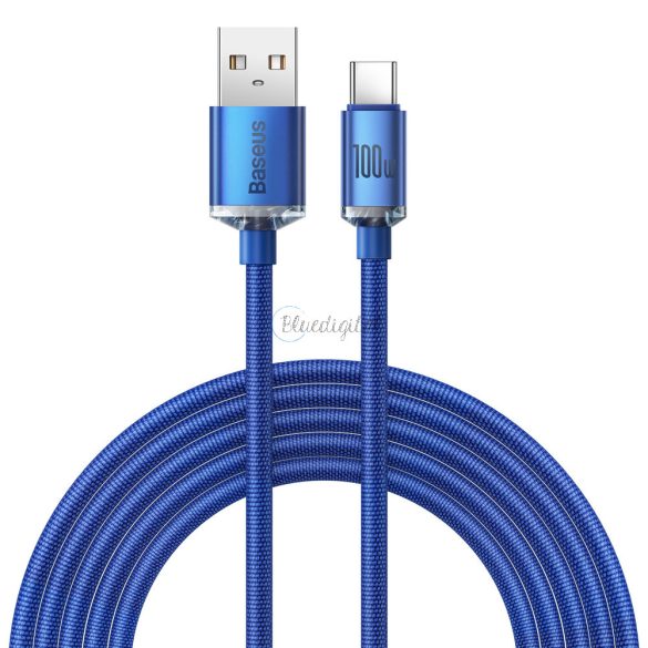 Baseus kristály ragyog sorozat gyors töltés adatkábel USB Type A USB Type C 100W 2m kék (CAJY000503)