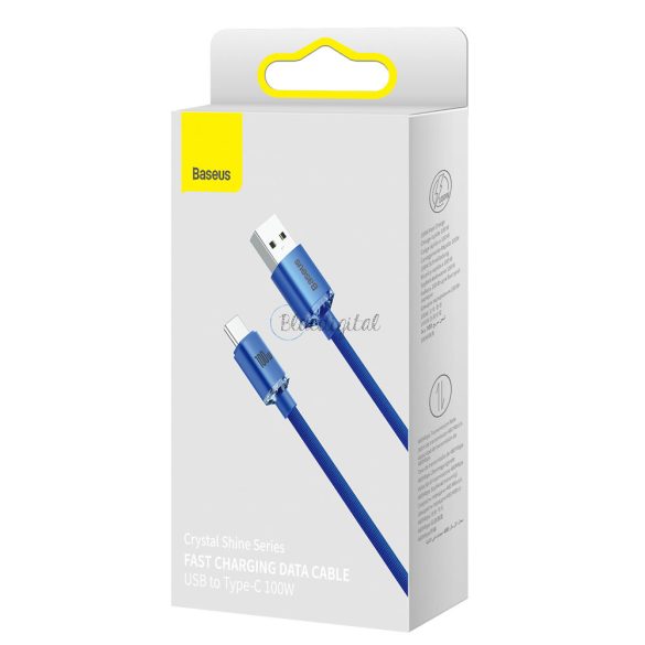 Baseus kristály ragyog sorozat gyors töltés adatkábel USB Type A USB Type C 100W 2m kék (CAJY000503)