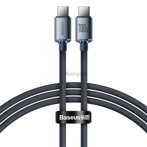 Baseus Crystal Shine sorozat USB kábel a gyors töltéshez és adatátvitelhez Type-c USB - USB Type C 100W 1,2m fekete (CAJY000601)
