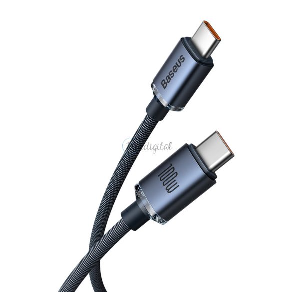 Baseus Crystal Shine sorozat USB kábel a gyors töltéshez és adatátvitelhez Type-c USB - USB Type C 100W 1,2m fekete (CAJY000601)